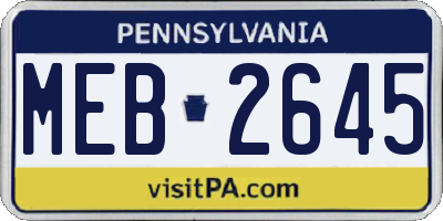 PA license plate MEB2645