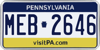 PA license plate MEB2646
