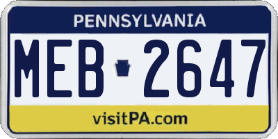 PA license plate MEB2647