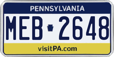 PA license plate MEB2648