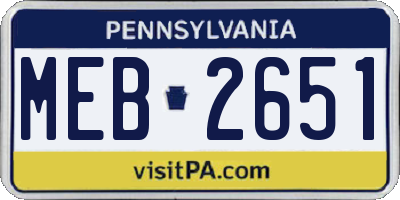 PA license plate MEB2651