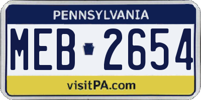 PA license plate MEB2654