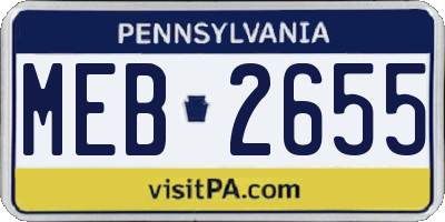 PA license plate MEB2655