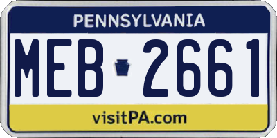 PA license plate MEB2661