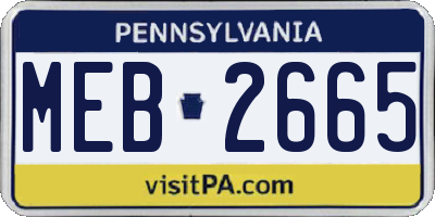 PA license plate MEB2665
