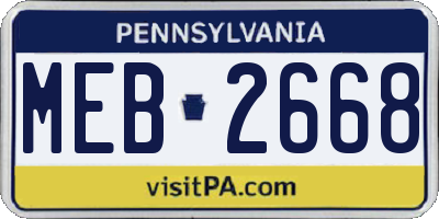 PA license plate MEB2668