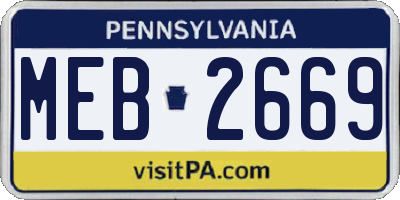 PA license plate MEB2669
