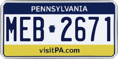 PA license plate MEB2671