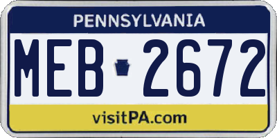 PA license plate MEB2672