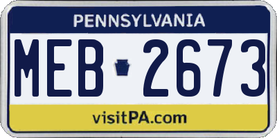 PA license plate MEB2673