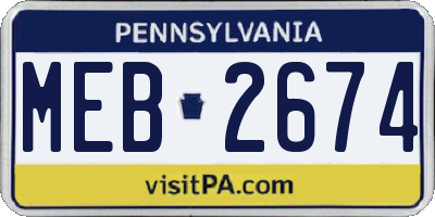 PA license plate MEB2674