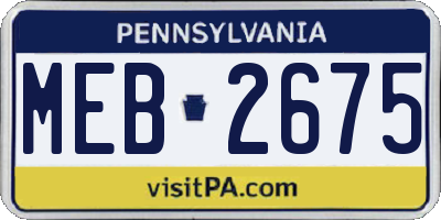 PA license plate MEB2675