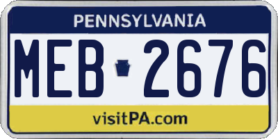 PA license plate MEB2676