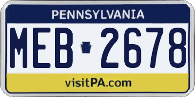 PA license plate MEB2678