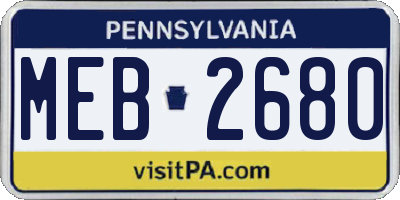 PA license plate MEB2680