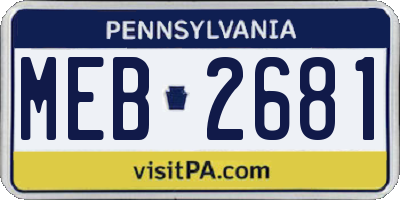 PA license plate MEB2681