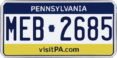 PA license plate MEB2685
