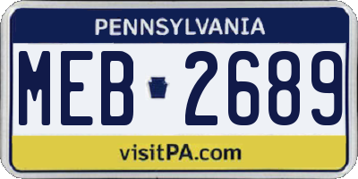 PA license plate MEB2689