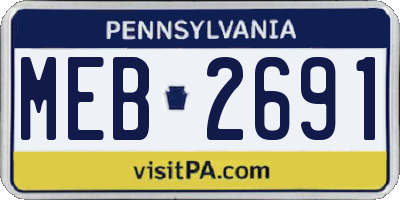 PA license plate MEB2691