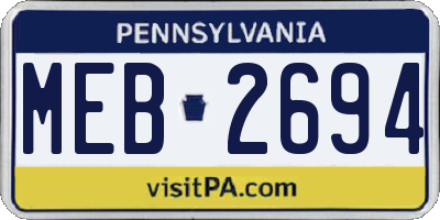 PA license plate MEB2694