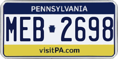 PA license plate MEB2698
