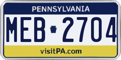 PA license plate MEB2704