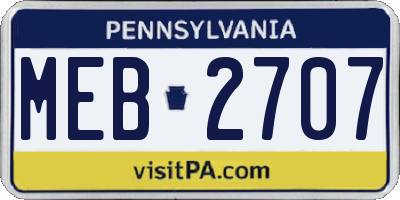 PA license plate MEB2707