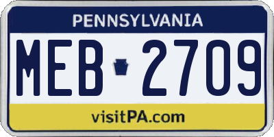 PA license plate MEB2709