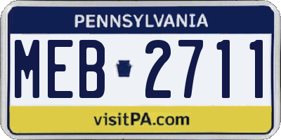 PA license plate MEB2711