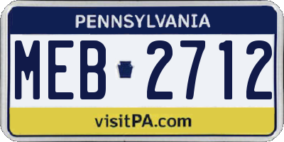 PA license plate MEB2712