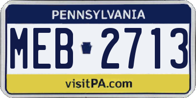 PA license plate MEB2713