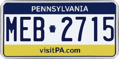 PA license plate MEB2715