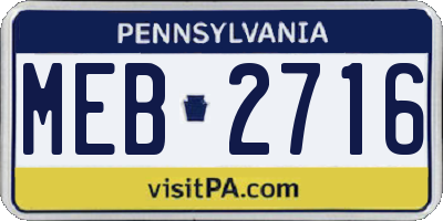 PA license plate MEB2716