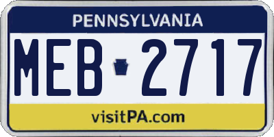 PA license plate MEB2717