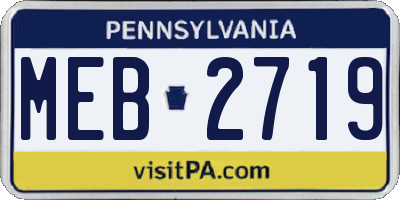 PA license plate MEB2719