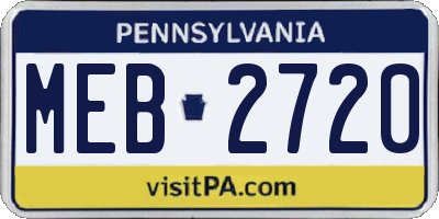PA license plate MEB2720