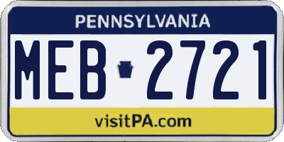 PA license plate MEB2721