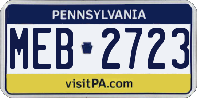 PA license plate MEB2723