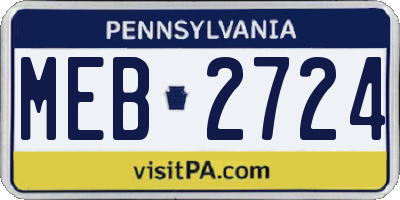PA license plate MEB2724