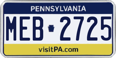 PA license plate MEB2725