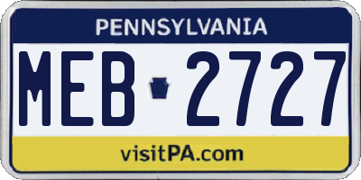 PA license plate MEB2727