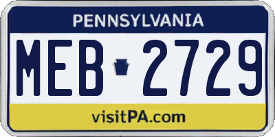 PA license plate MEB2729