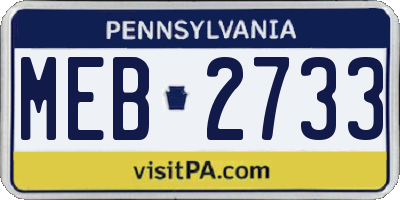 PA license plate MEB2733