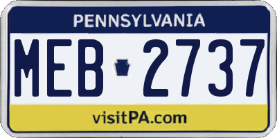 PA license plate MEB2737