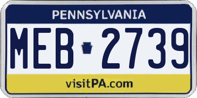 PA license plate MEB2739