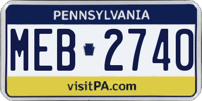 PA license plate MEB2740