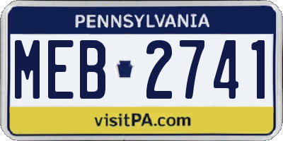 PA license plate MEB2741