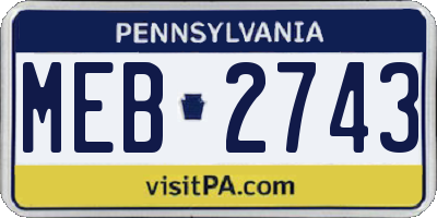 PA license plate MEB2743