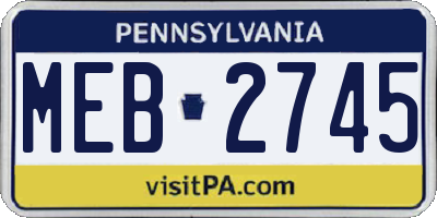 PA license plate MEB2745