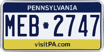 PA license plate MEB2747